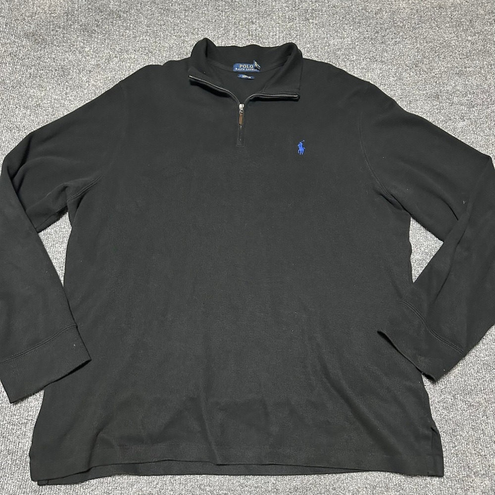 Polo Ralph Lauren Mens Estate Rib Quarter Zip Pullover Sweater Black Large